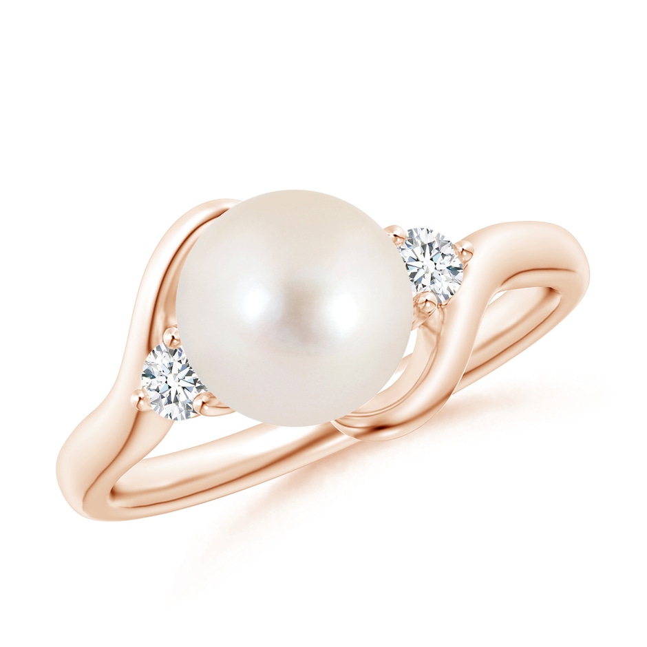 8mm AAAA Classic Freshwater Pearl Bypass Ring in Rose Gold 