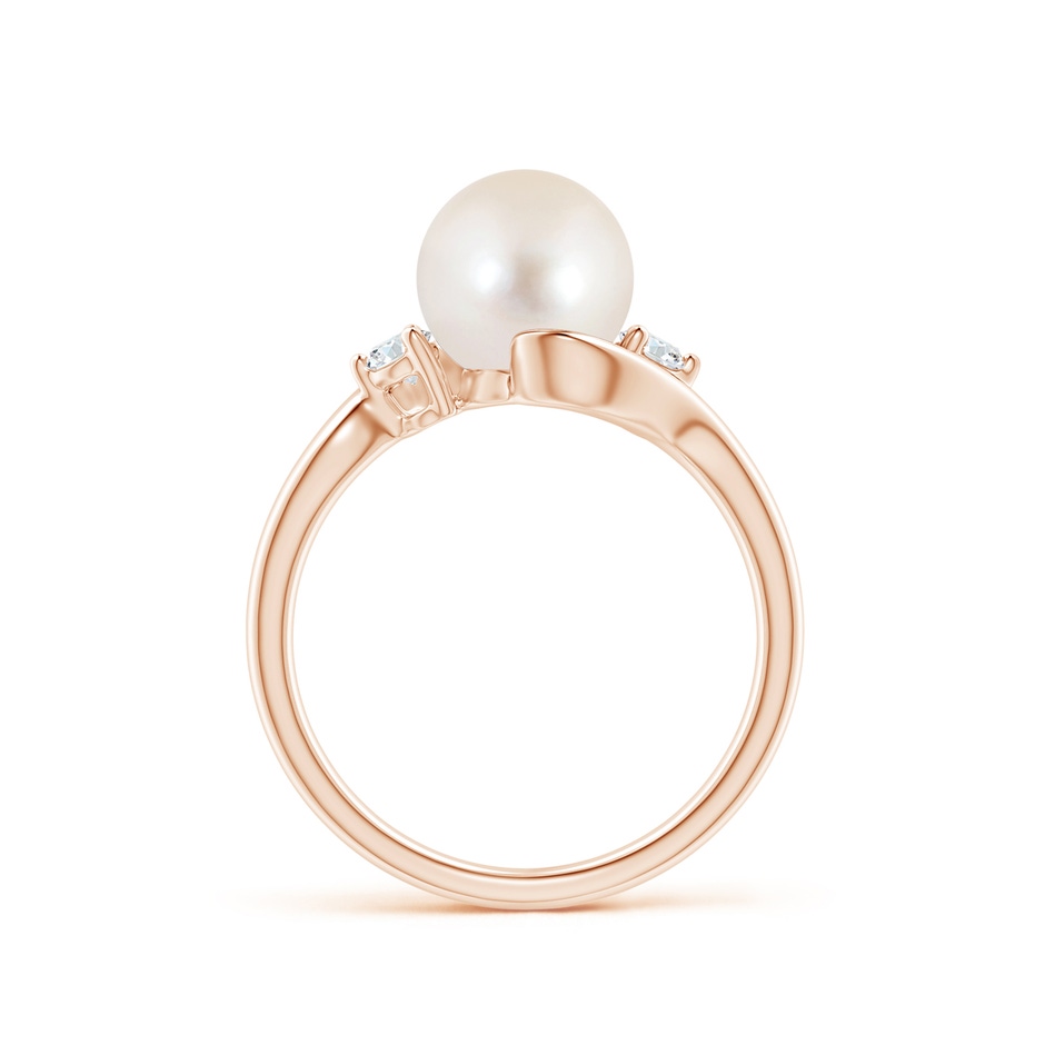 8mm AAAA Classic Freshwater Pearl Bypass Ring in Rose Gold side 1