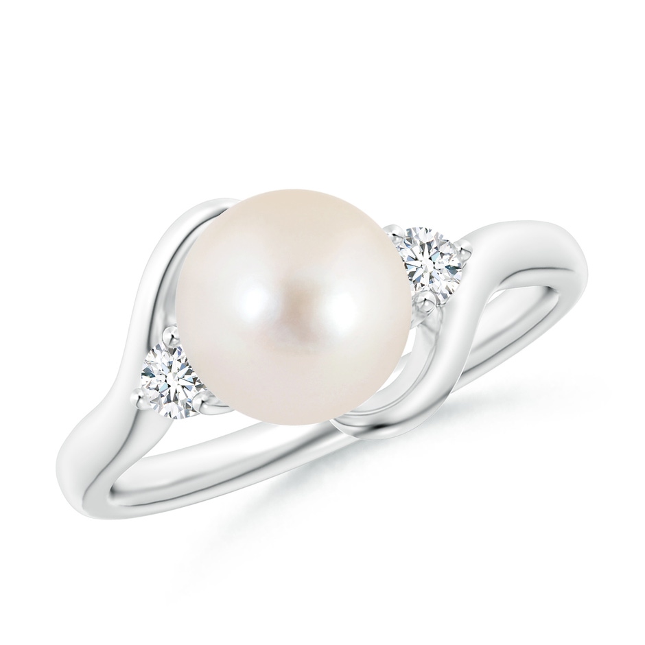 8mm AAAA Classic Freshwater Pearl Bypass Ring in White Gold 