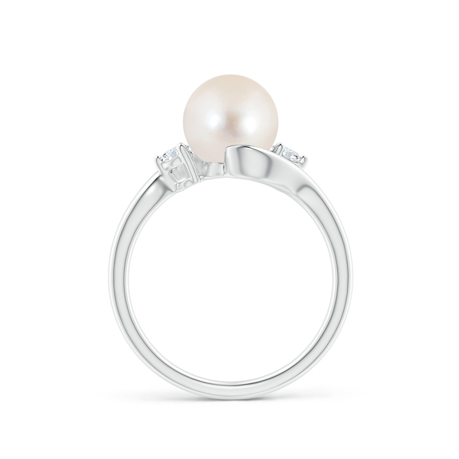8mm AAAA Classic Freshwater Pearl Bypass Ring in White Gold side 1