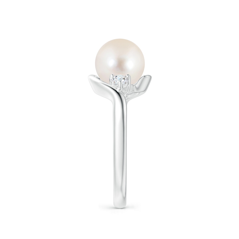 8mm AAAA Classic Freshwater Pearl Bypass Ring in White Gold side 2