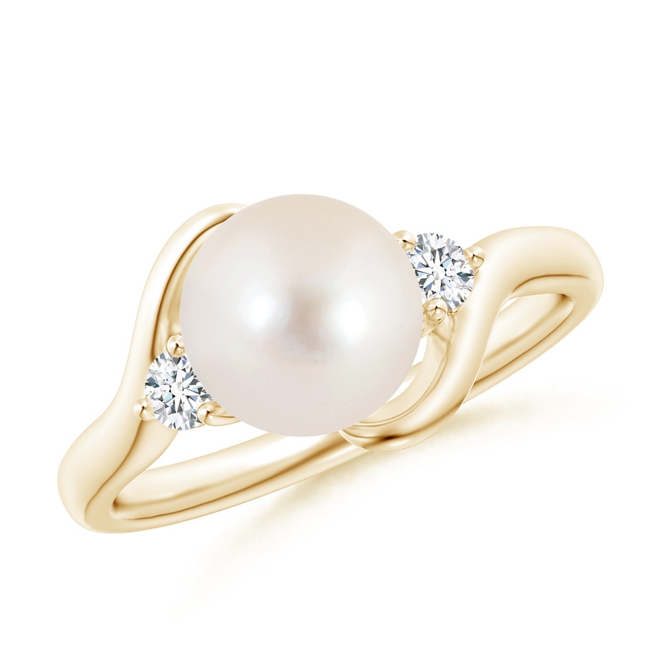 8mm AAAA Classic Freshwater Pearl Bypass Ring in Yellow Gold 