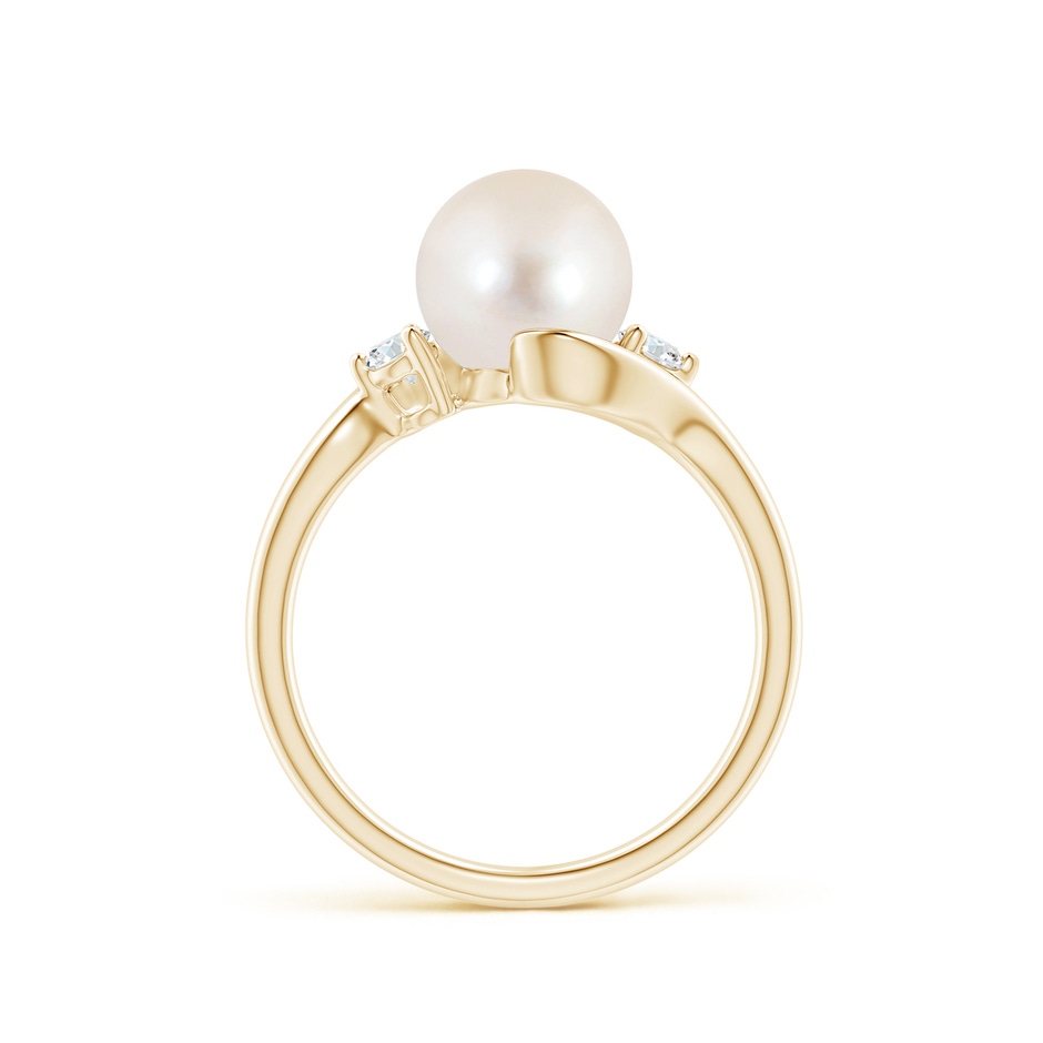8mm AAAA Classic Freshwater Pearl Bypass Ring in Yellow Gold side 1