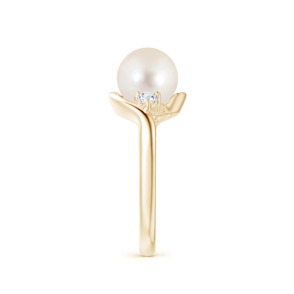 8mm AAAA Classic Freshwater Pearl Bypass Ring in Yellow Gold side 2