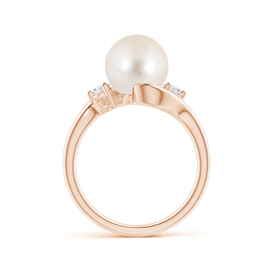 9mm AAAA Classic Freshwater Pearl Bypass Ring in Rose Gold side 1