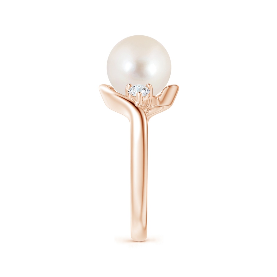 9mm AAAA Classic Freshwater Pearl Bypass Ring in Rose Gold side 2