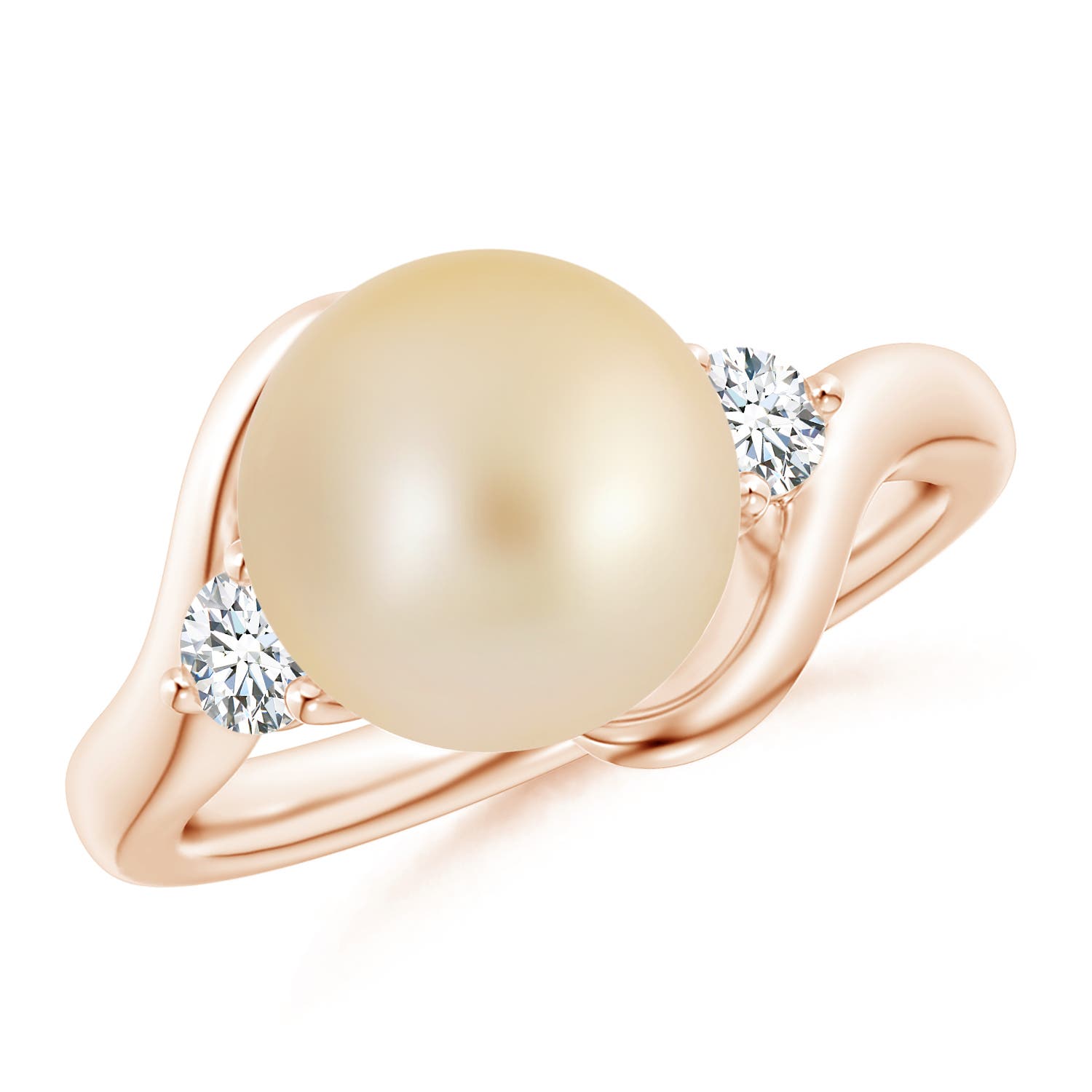 10mm AA Classic Golden South Sea Pearl Bypass Ring in Rose Gold
