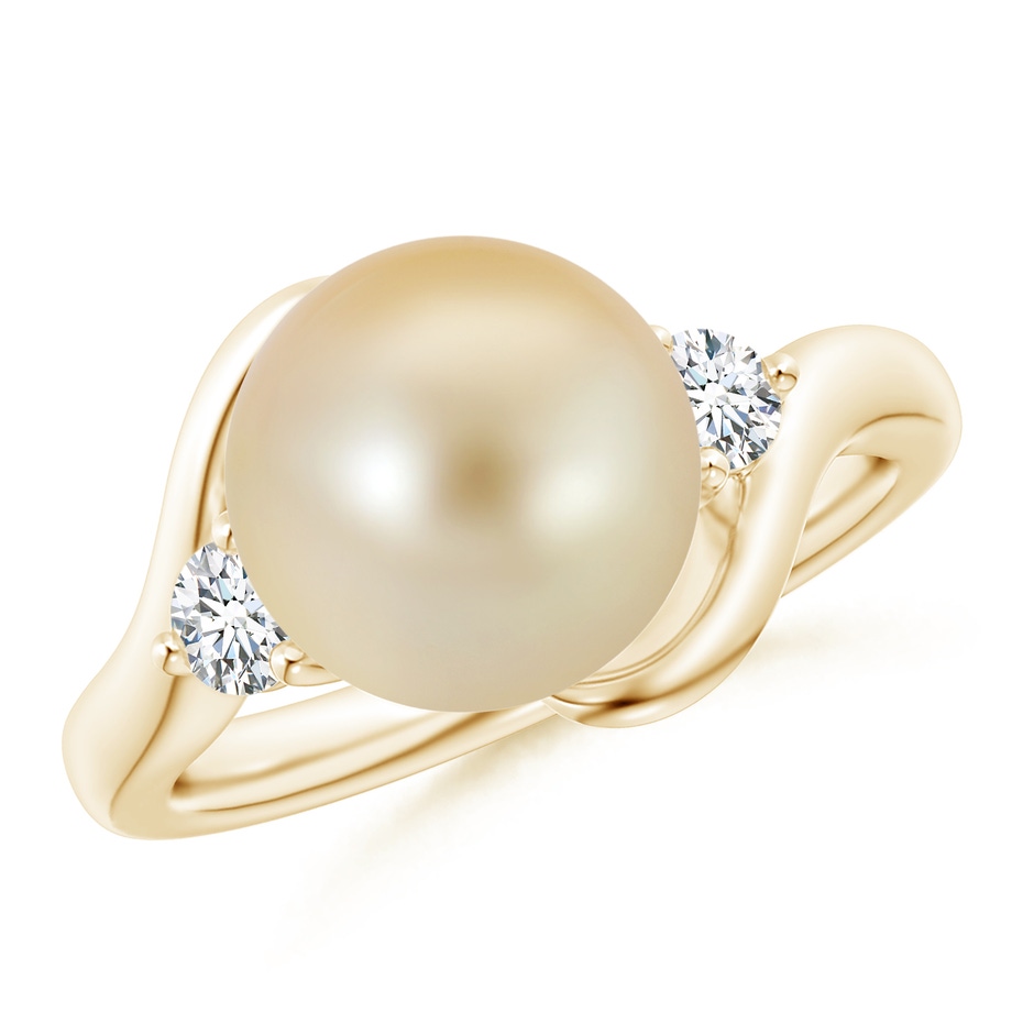 10mm AAA Classic Golden South Sea Pearl Bypass Ring in Yellow Gold 