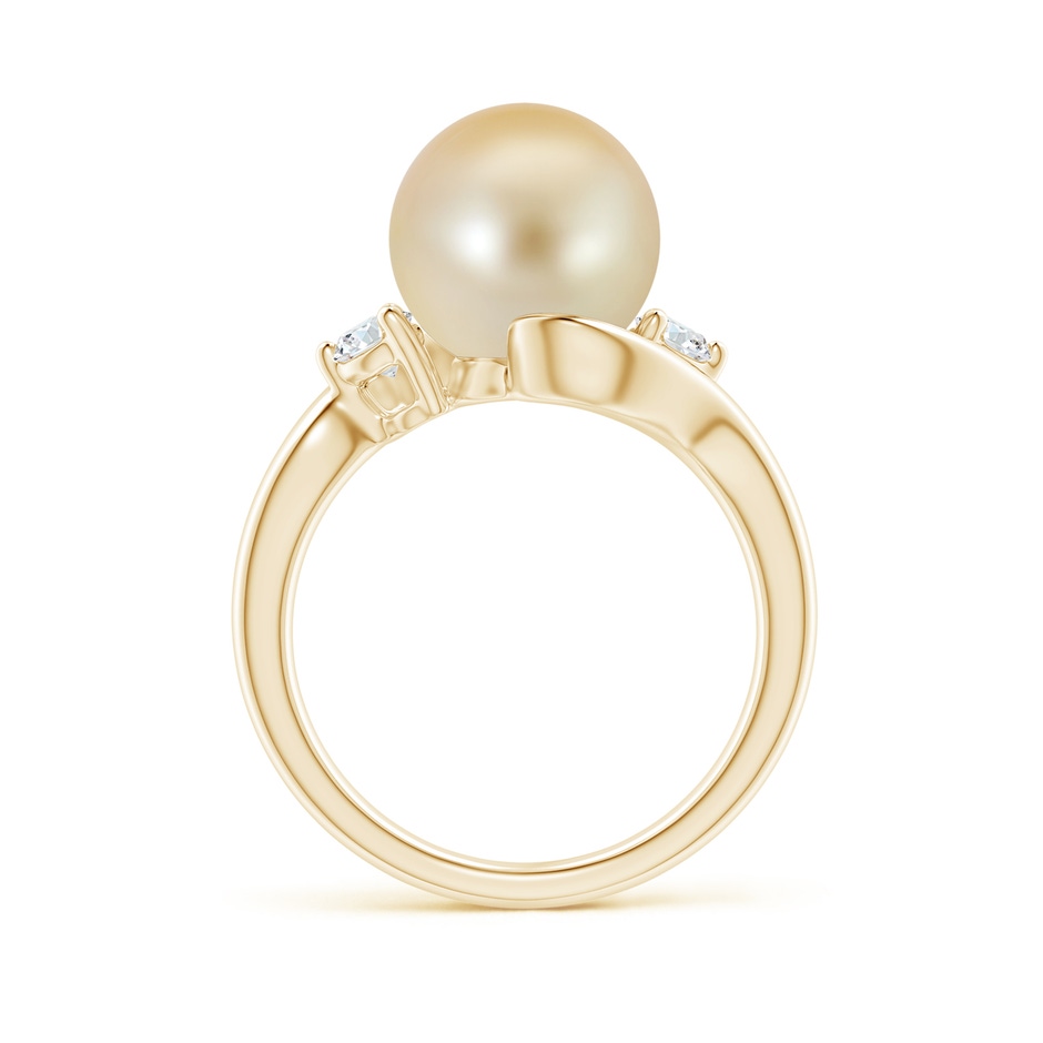 10mm AAA Classic Golden South Sea Pearl Bypass Ring in Yellow Gold side 1