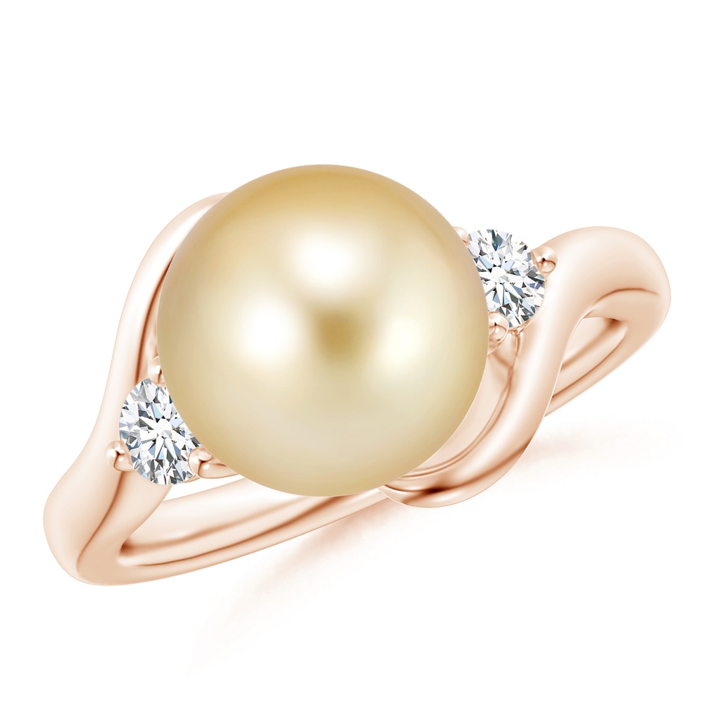 10mm AAAA Classic Golden South Sea Pearl Bypass Ring in Rose Gold