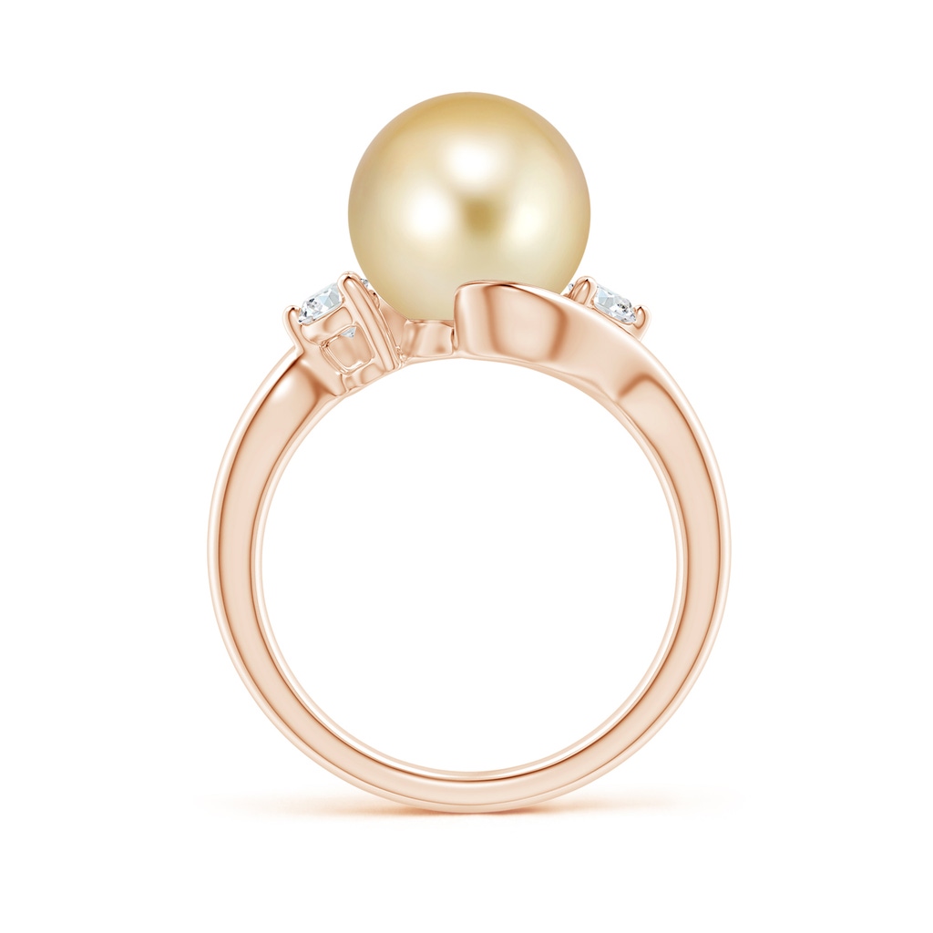 10mm AAAA Classic Golden South Sea Pearl Bypass Ring in Rose Gold Side 1