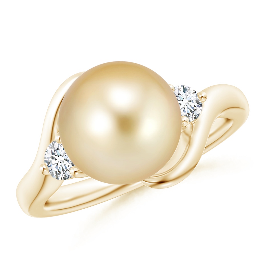 10mm AAAA Classic Golden South Sea Pearl Bypass Ring in Yellow Gold 