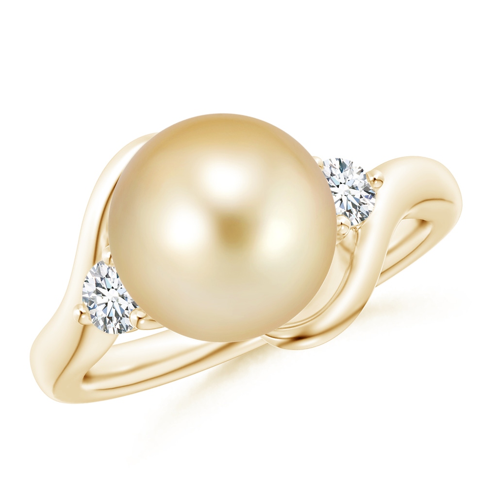 10mm AAAA Classic Golden South Sea Pearl Bypass Ring in Yellow Gold