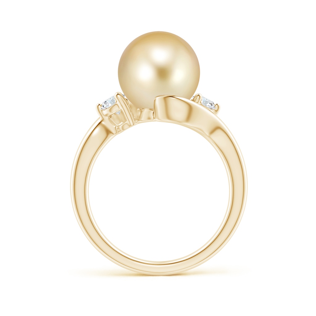 10mm AAAA Classic Golden South Sea Pearl Bypass Ring in Yellow Gold Side 1