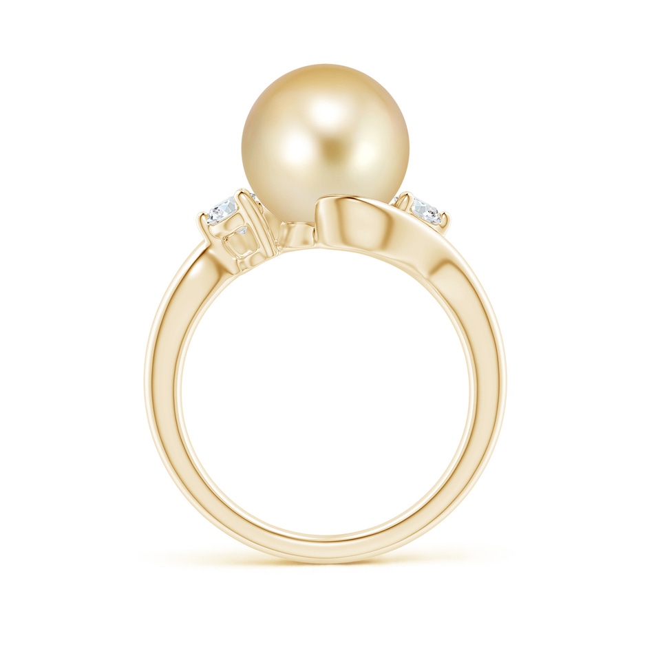 10mm AAAA Classic Golden South Sea Pearl Bypass Ring in Yellow Gold side 1