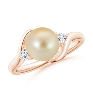 8mm AAA Classic Golden South Sea Pearl Bypass Ring in Rose Gold