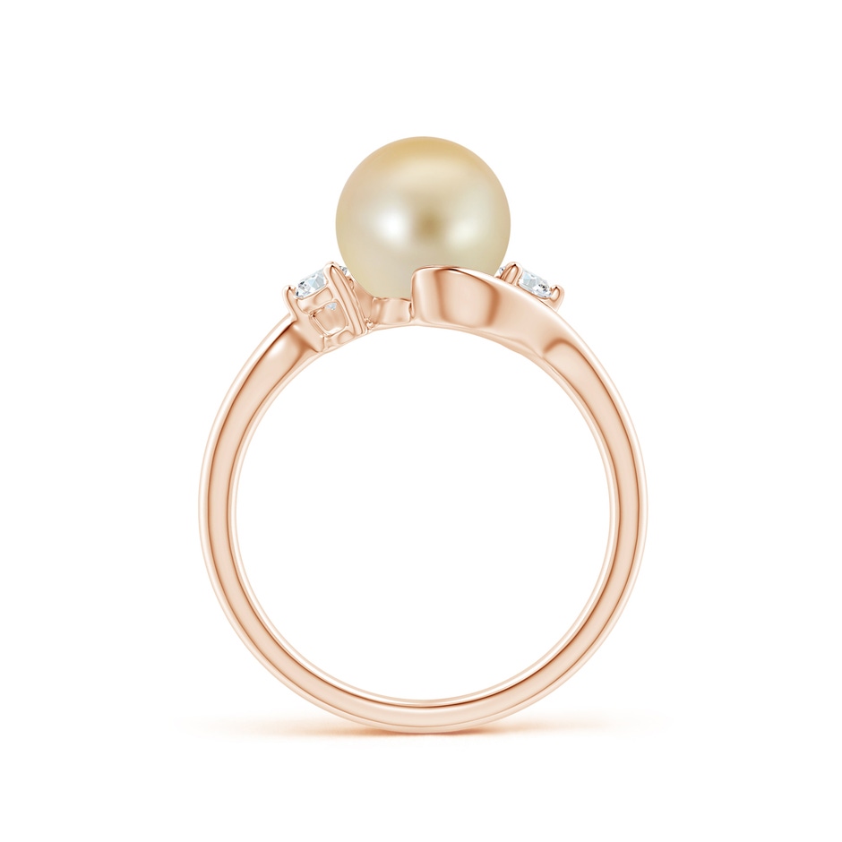 8mm AAA Classic Golden South Sea Pearl Bypass Ring in Rose Gold side 1