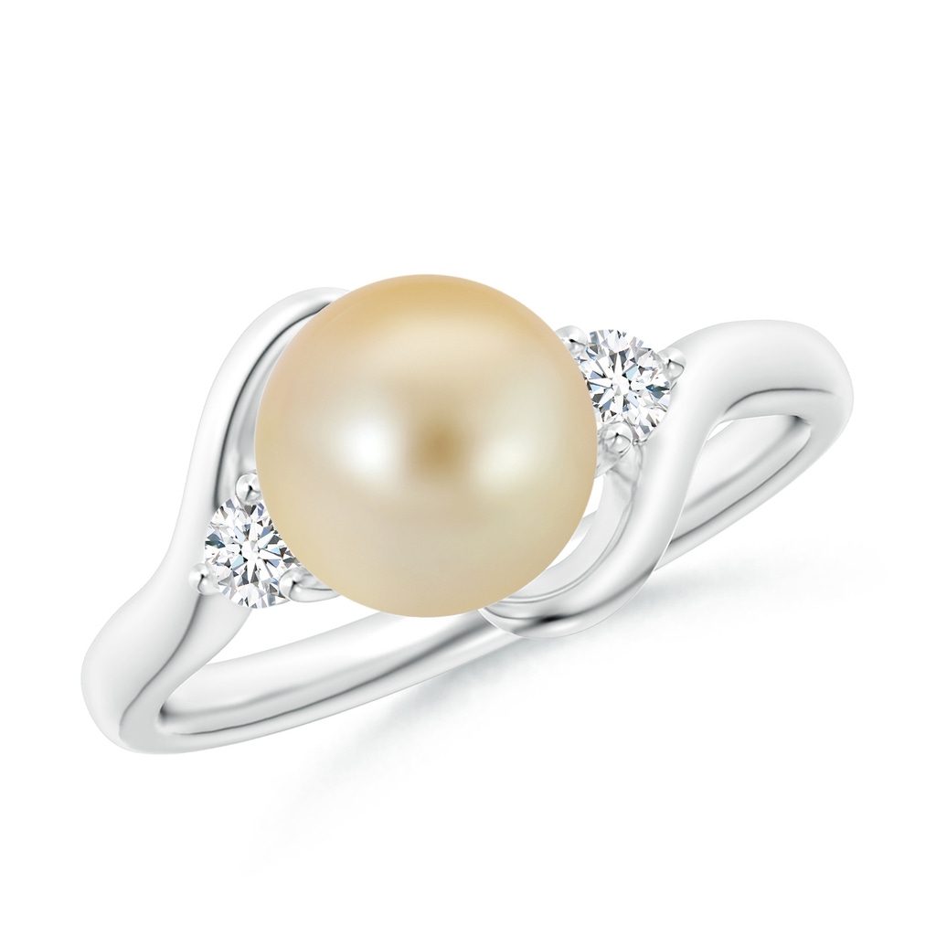 8mm AAA Classic Golden South Sea Pearl Bypass Ring in White Gold