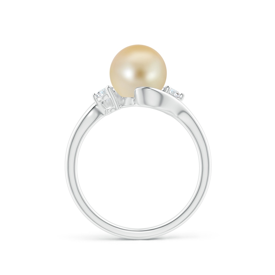 8mm AAA Classic Golden South Sea Pearl Bypass Ring in White Gold side 1