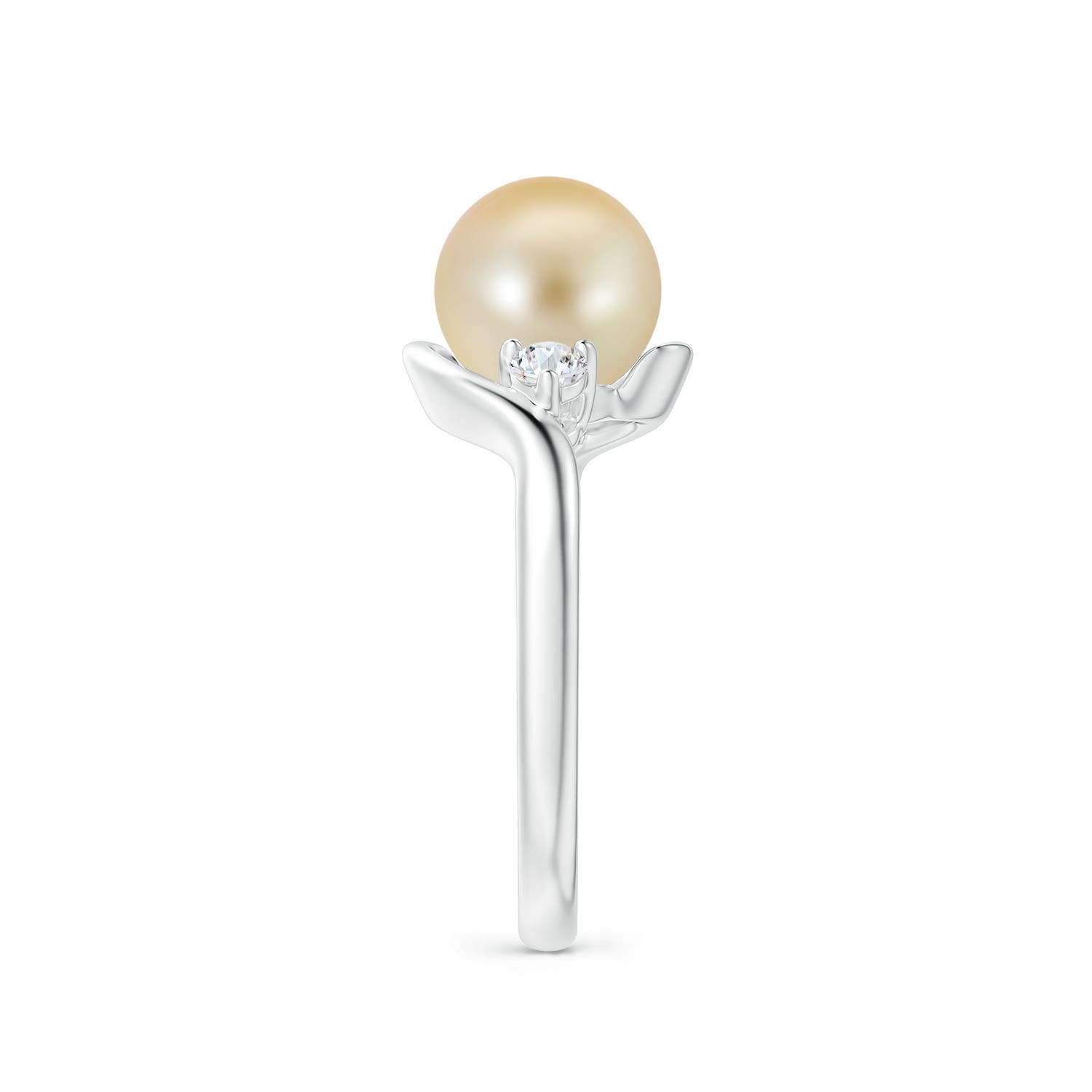 8mm AAA Classic Golden South Sea Pearl Bypass Ring in White Gold - side 2
