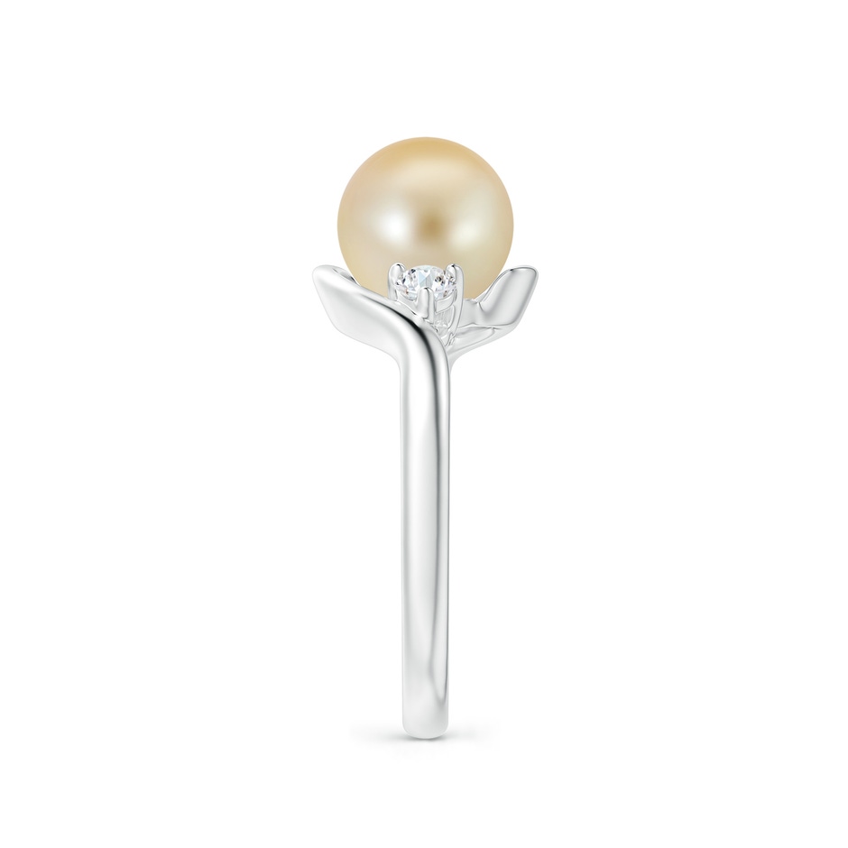 8mm AAA Classic Golden South Sea Pearl Bypass Ring in White Gold side 2