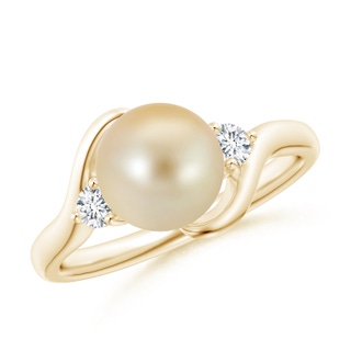 8mm AAA Classic Golden South Sea Pearl Bypass Ring in Yellow Gold