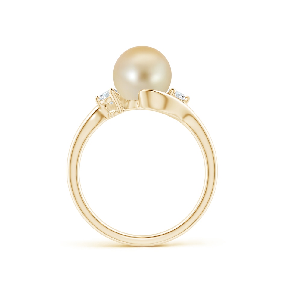 8mm AAA Classic Golden South Sea Pearl Bypass Ring in Yellow Gold side 1