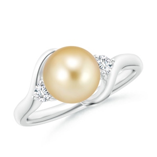 8mm AAAA Classic Golden South Sea Pearl Bypass Ring in P950 Platinum