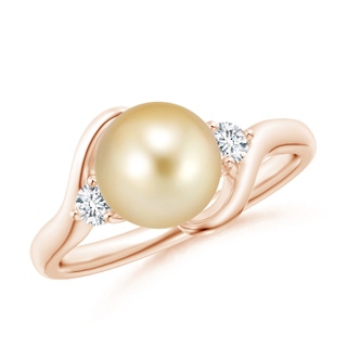 8mm AAAA Classic Golden South Sea Pearl Bypass Ring in Rose Gold