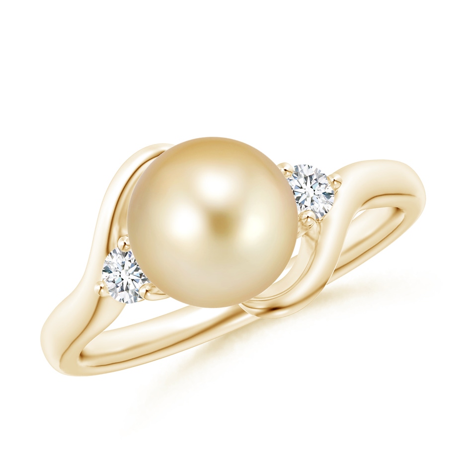 8mm AAAA Classic Golden South Sea Pearl Bypass Ring in Yellow Gold 