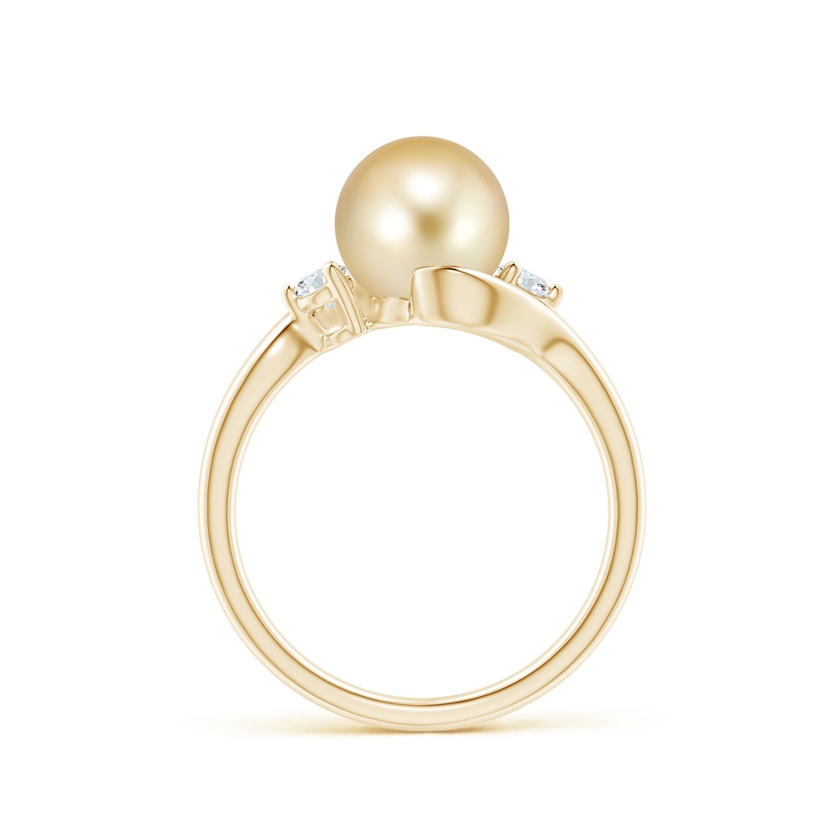 8mm AAAA Classic Golden South Sea Pearl Bypass Ring in Yellow Gold side 1