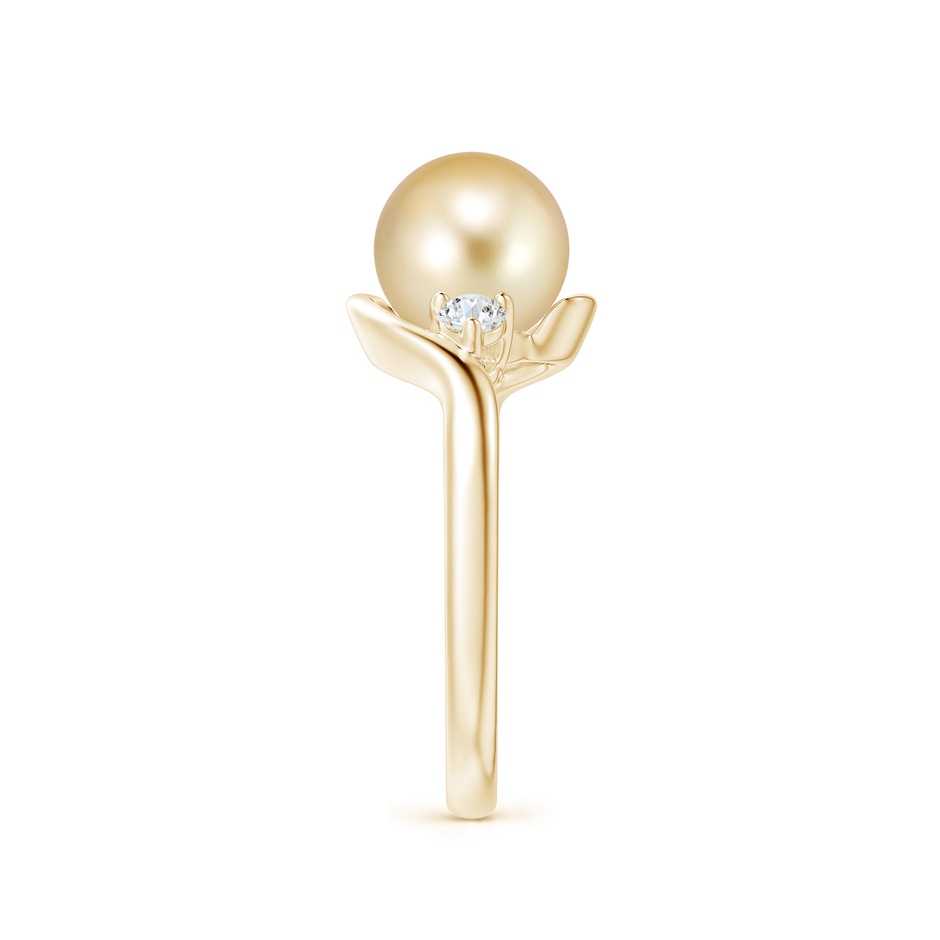 8mm AAAA Classic Golden South Sea Pearl Bypass Ring in Yellow Gold side 2