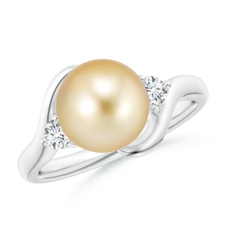 9mm AAAA Classic Golden South Sea Pearl Bypass Ring in P950 Platinum