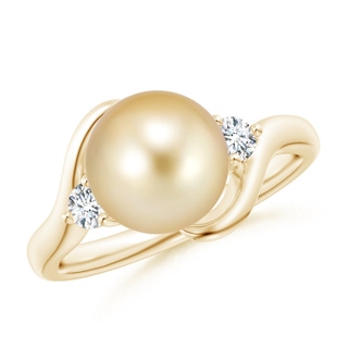 9mm AAAA Classic Golden South Sea Pearl Bypass Ring in Yellow Gold