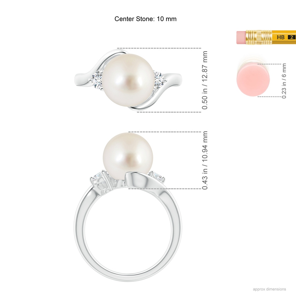 10mm AAAA Classic South Sea Pearl Bypass Ring in P950 Platinum Ruler