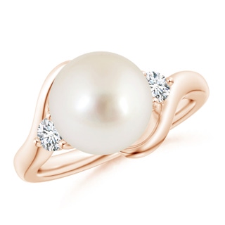10mm AAAA Classic South Sea Pearl Bypass Ring in Rose Gold
