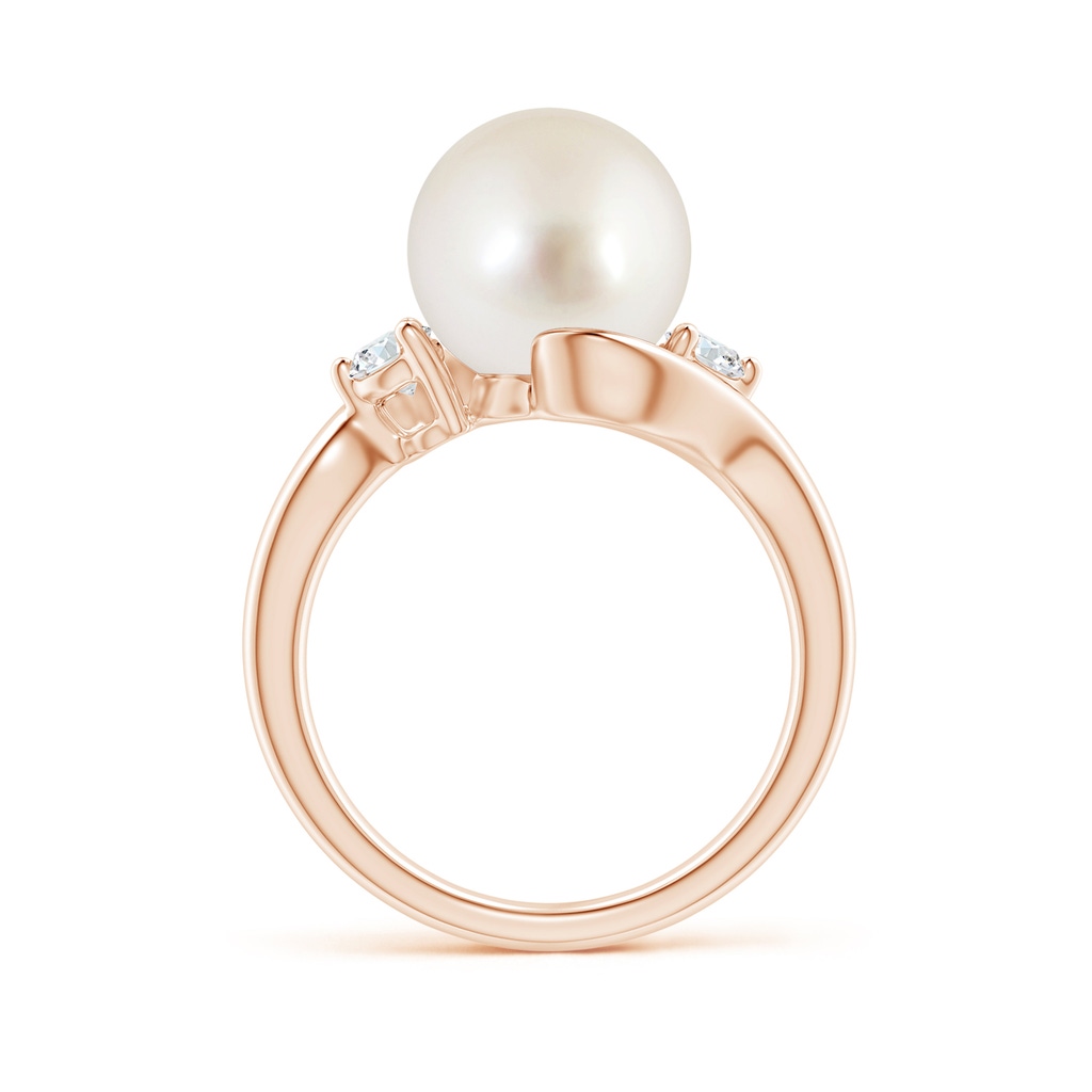 10mm AAAA Classic South Sea Pearl Bypass Ring in Rose Gold Side 1