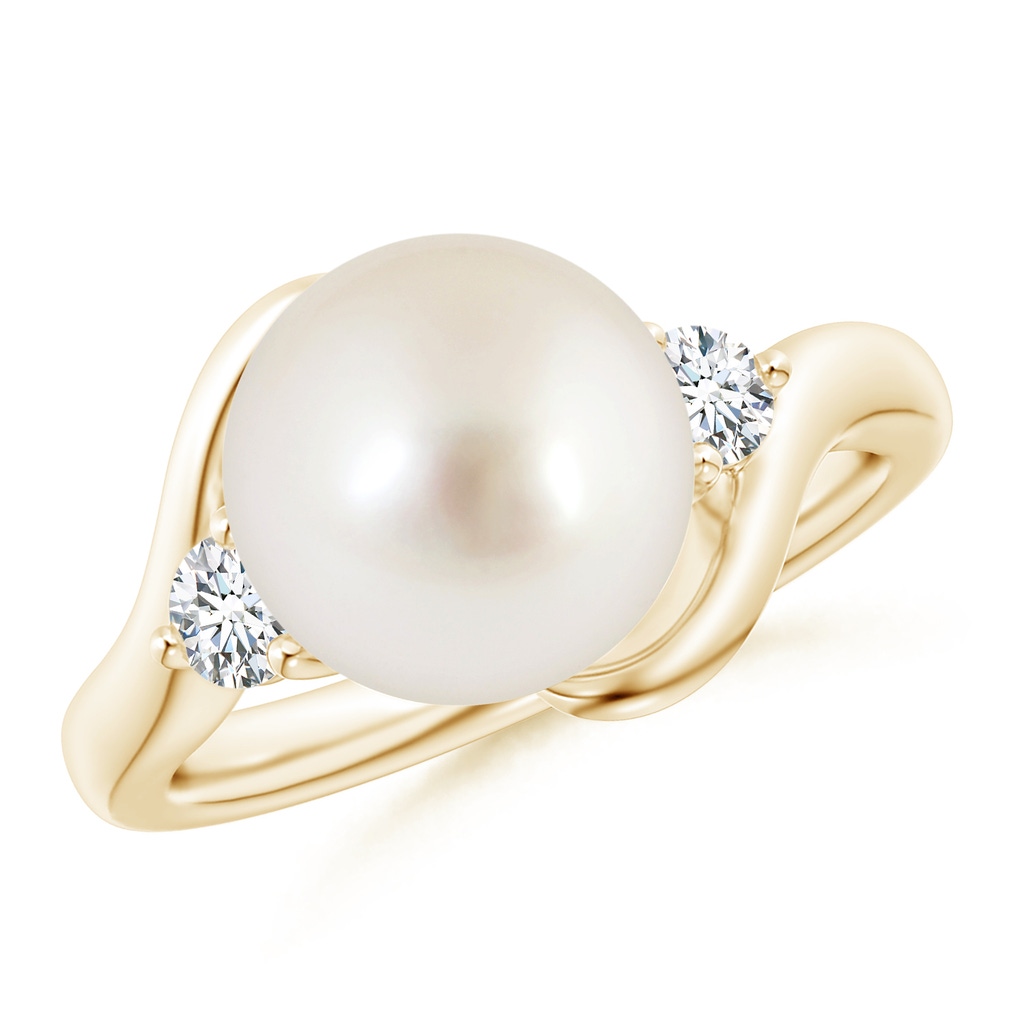 10mm AAAA Classic South Sea Pearl Bypass Ring in Yellow Gold