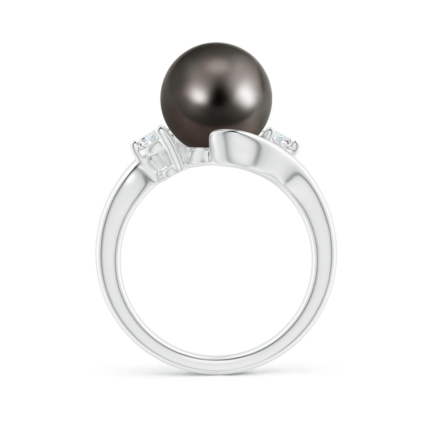 10mm AAA Classic Tahitian Pearl Bypass Ring in White Gold