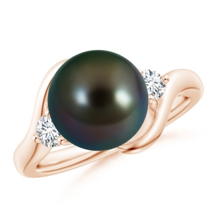 10mm AAAA Classic Tahitian Pearl Bypass Ring in Rose Gold
