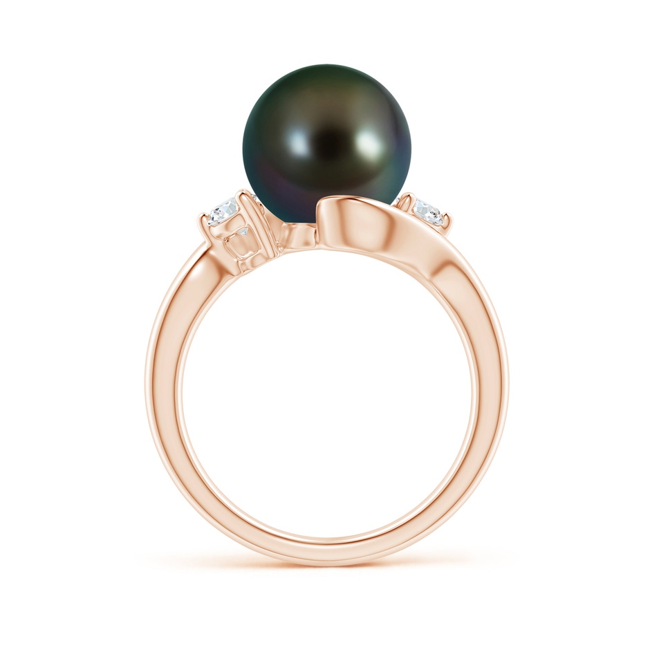 10mm AAAA Classic Tahitian Pearl Bypass Ring in Rose Gold side 1