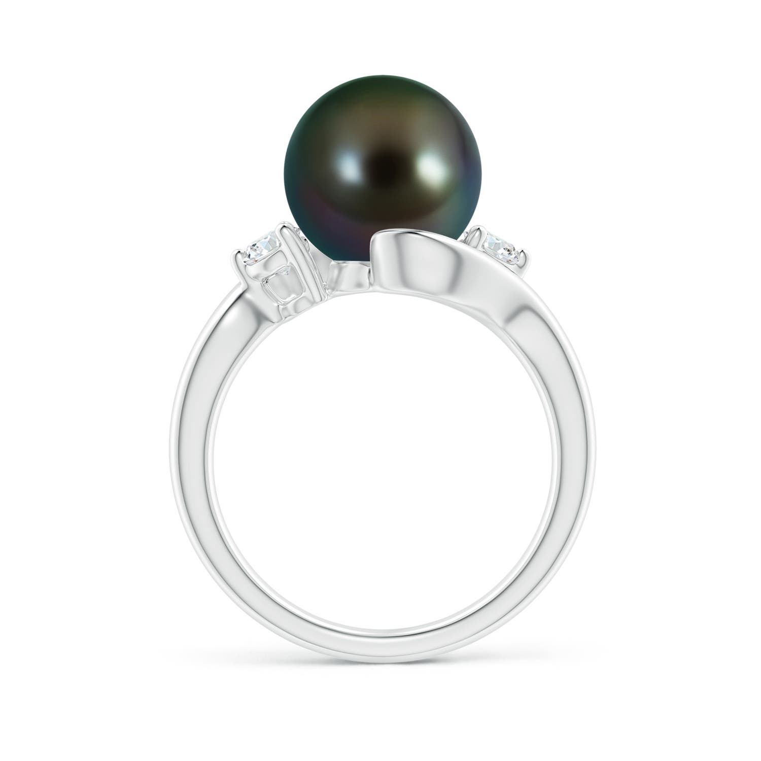 10mm AAAA Classic Tahitian Pearl Bypass Ring in White Gold