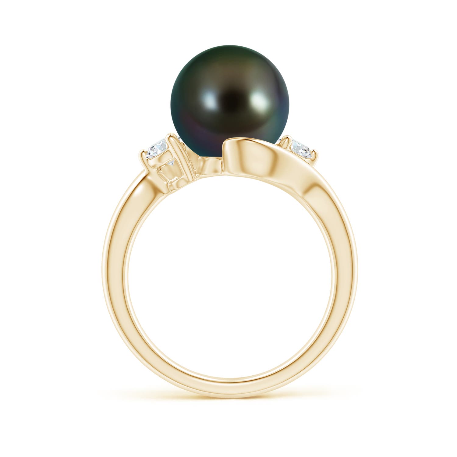 10mm AAAA Classic Tahitian Pearl Bypass Ring in Yellow Gold