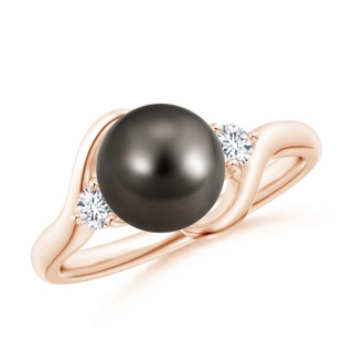 8mm AAA Classic Tahitian Pearl Bypass Ring in Rose Gold