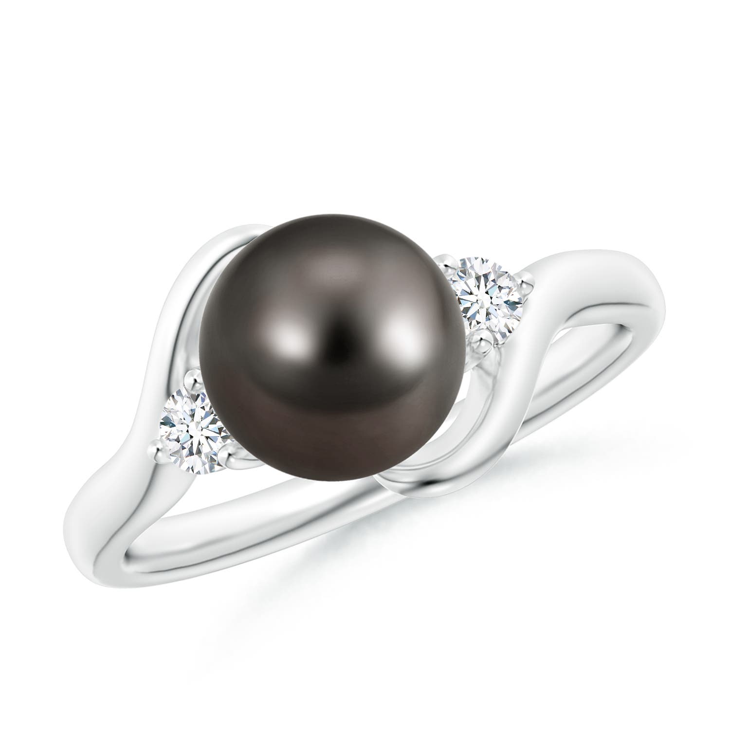 8mm AAA Classic Tahitian Pearl Bypass Ring in White Gold