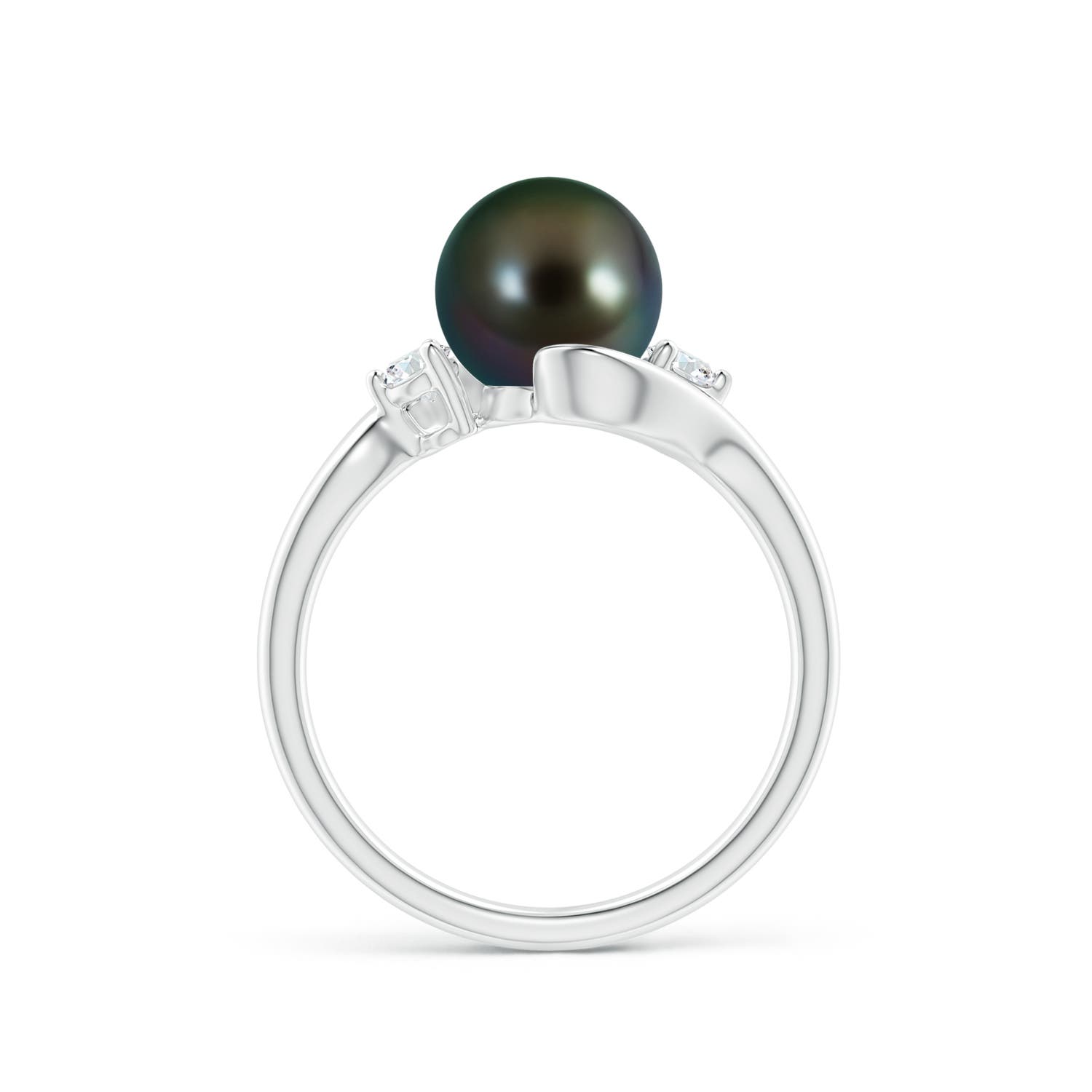8mm AAAA Classic Tahitian Pearl Bypass Ring in White Gold