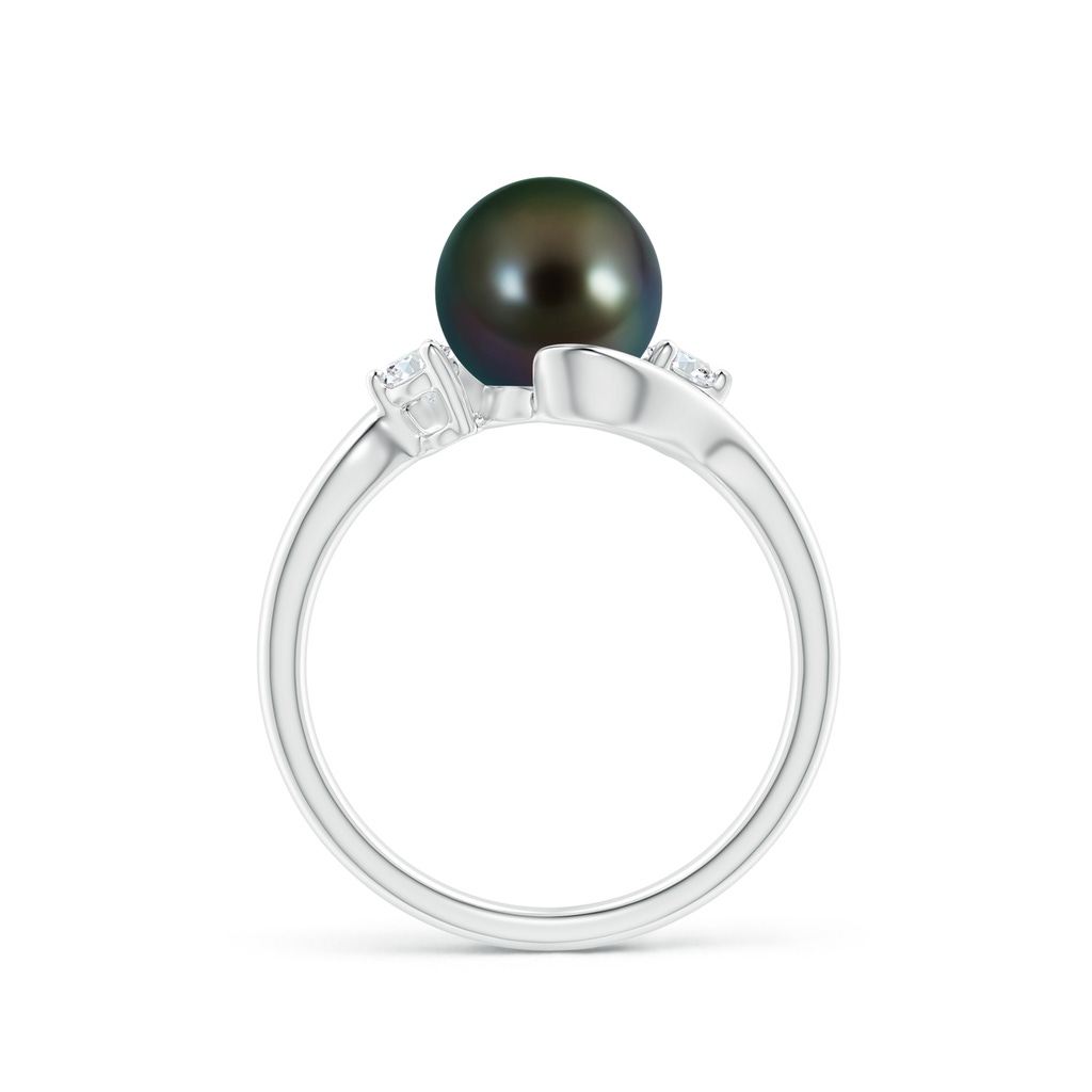8mm AAAA Classic Tahitian Pearl Bypass Ring in White Gold Side 1