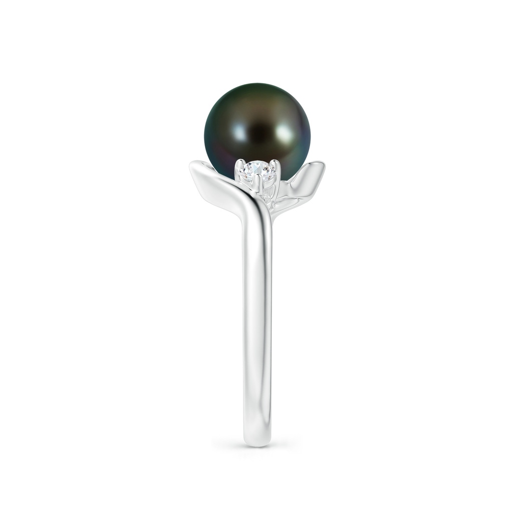 8mm AAAA Classic Tahitian Pearl Bypass Ring in White Gold Side 2