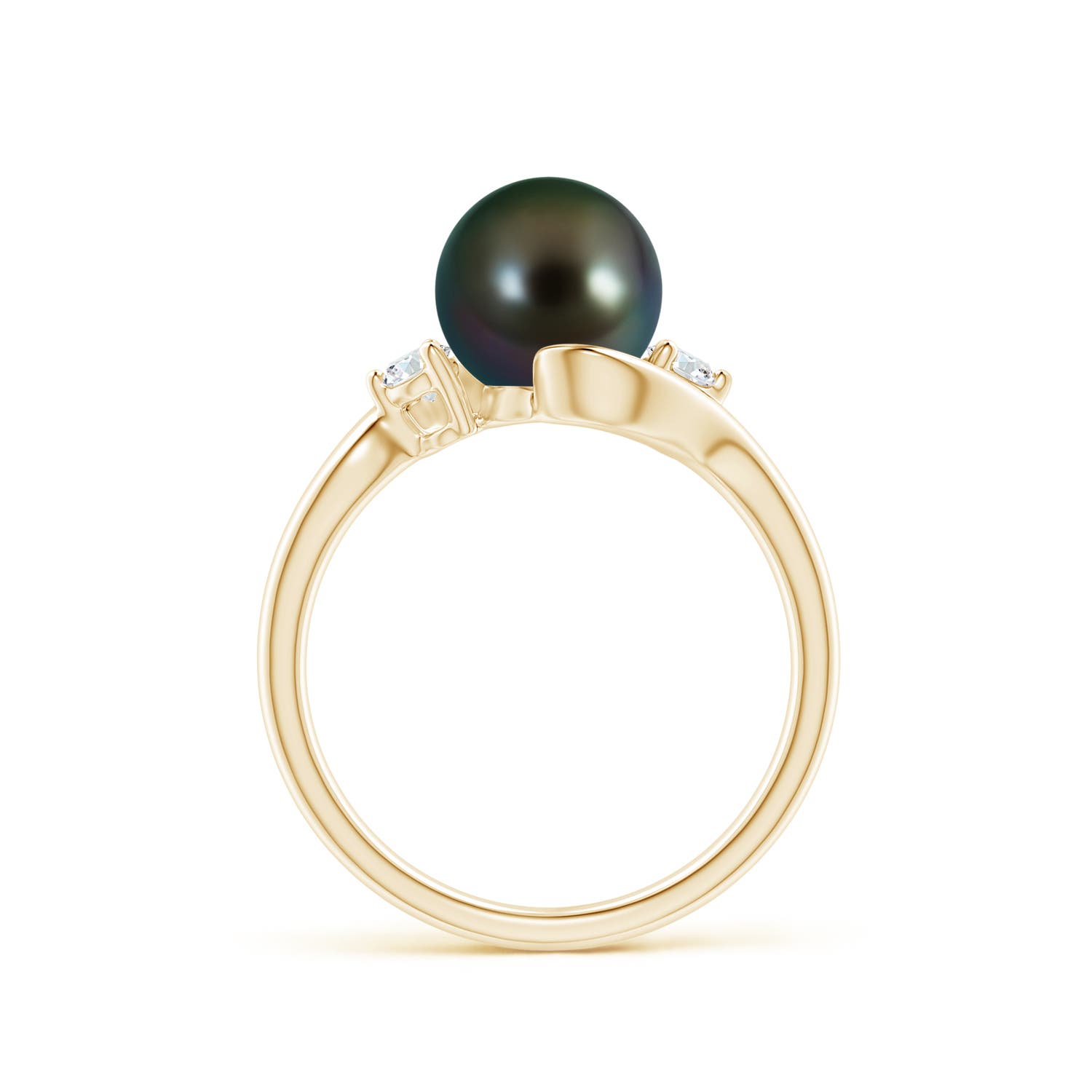 8mm AAAA Classic Tahitian Pearl Bypass Ring in Yellow Gold