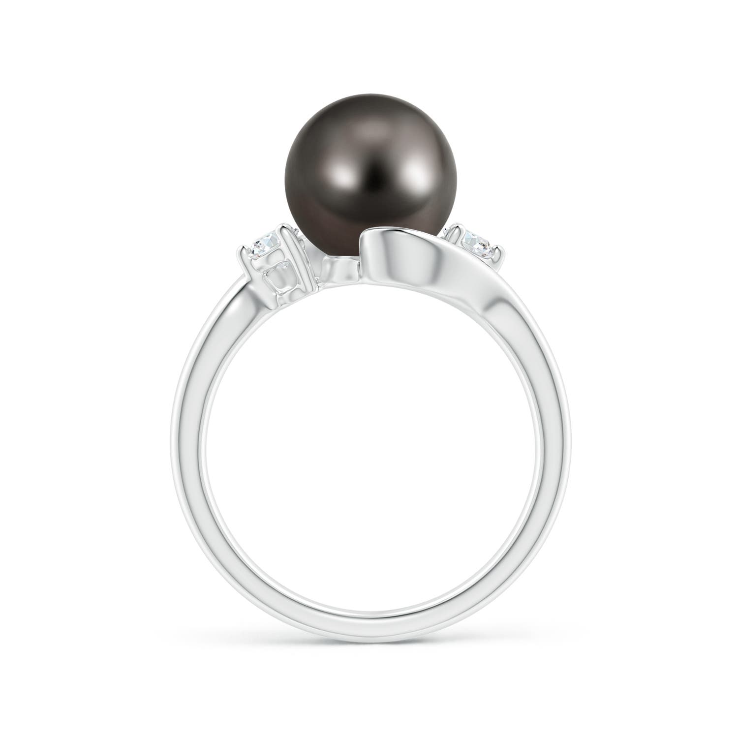 9mm AAA Classic Tahitian Pearl Bypass Ring in White Gold - side 1